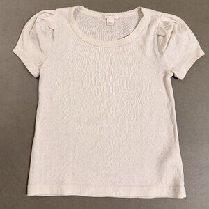 Crewcuts Ivory Pointelle Puff Sleeve Tee Girls Size XS (4–5)